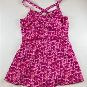 d&co Beach Pink Swim Dress One Piece Ruched Size 12 Women’s